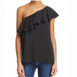 French Connection One Shoulder Chiffon Blouse